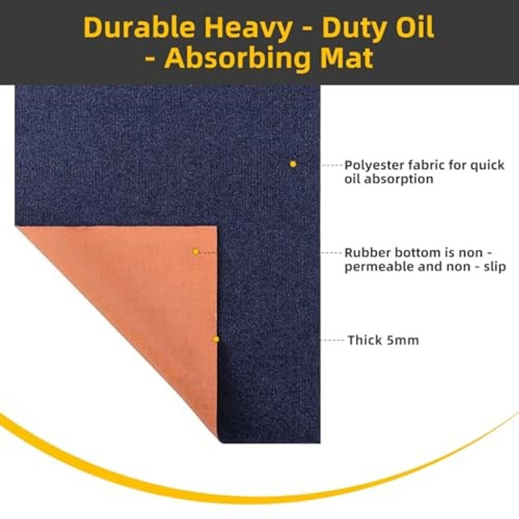 Blue and orange oil absorbent mat corner with non-slip rubber base and thick 5mm