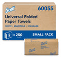 Universal folded paper towels 2-pack with kraft cartons and visible Scott logo