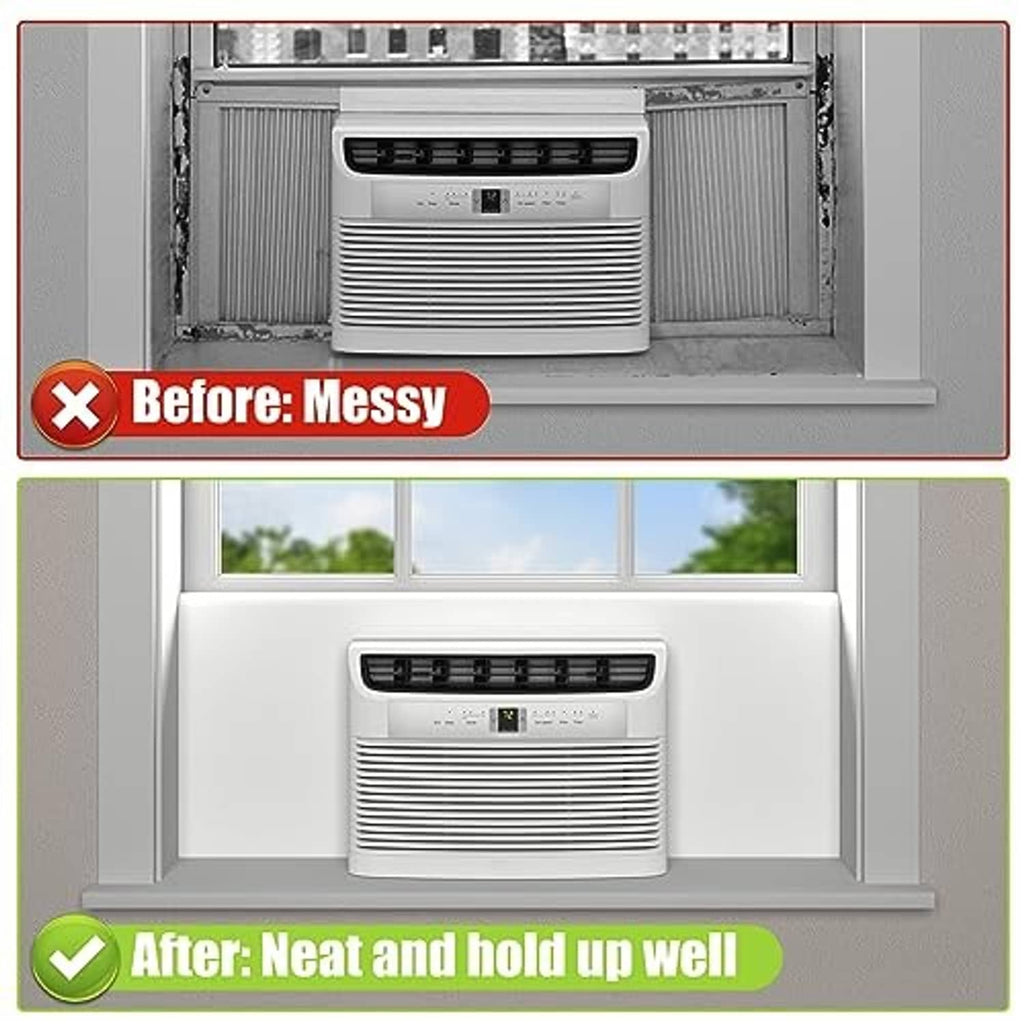 White AC side panels create a neat fit around the window-mounted unit