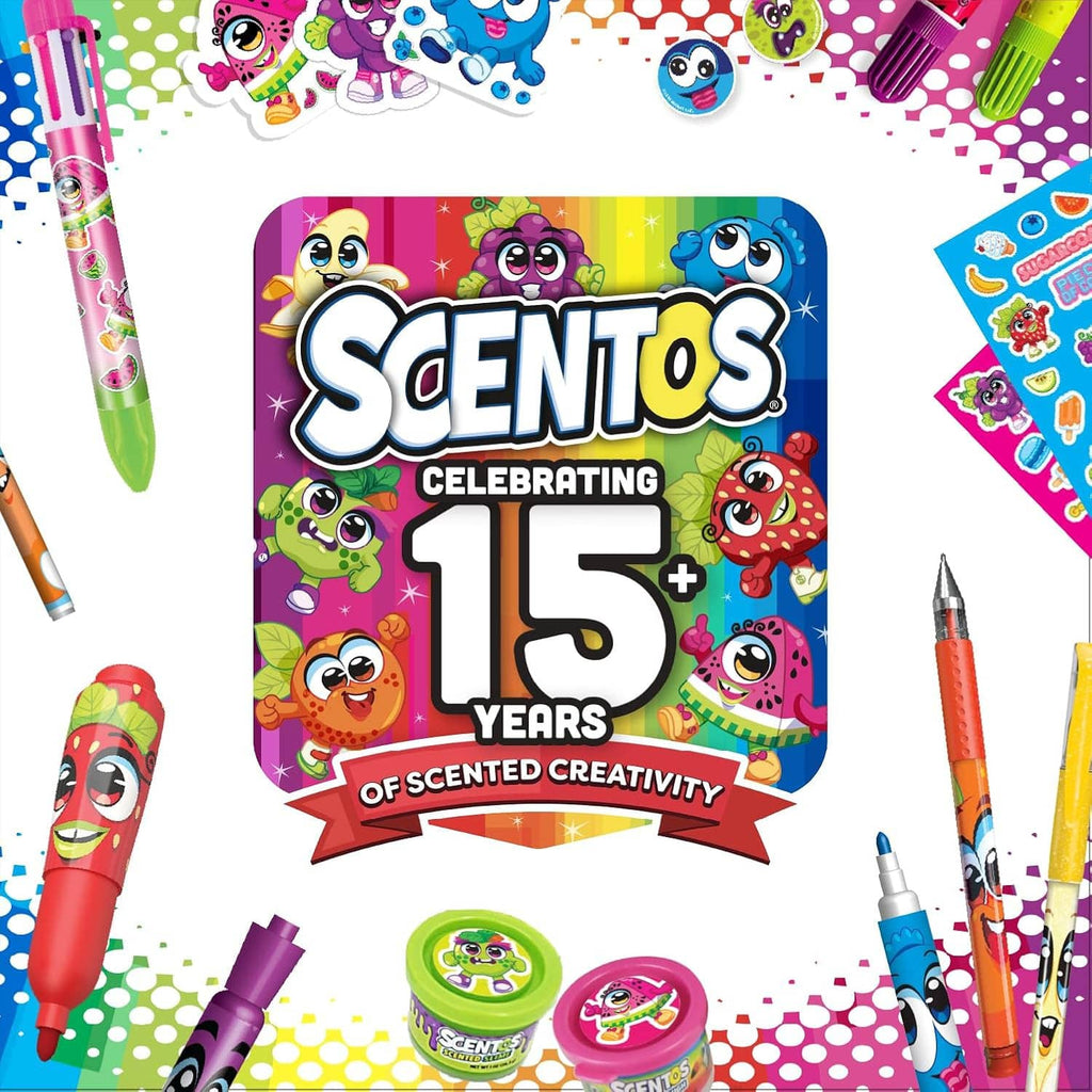 Scented markers gift box with cartoon characters and visible colorful jumbo markers