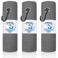 3-pack grey microfiber fishing towels with metal carabiner clips