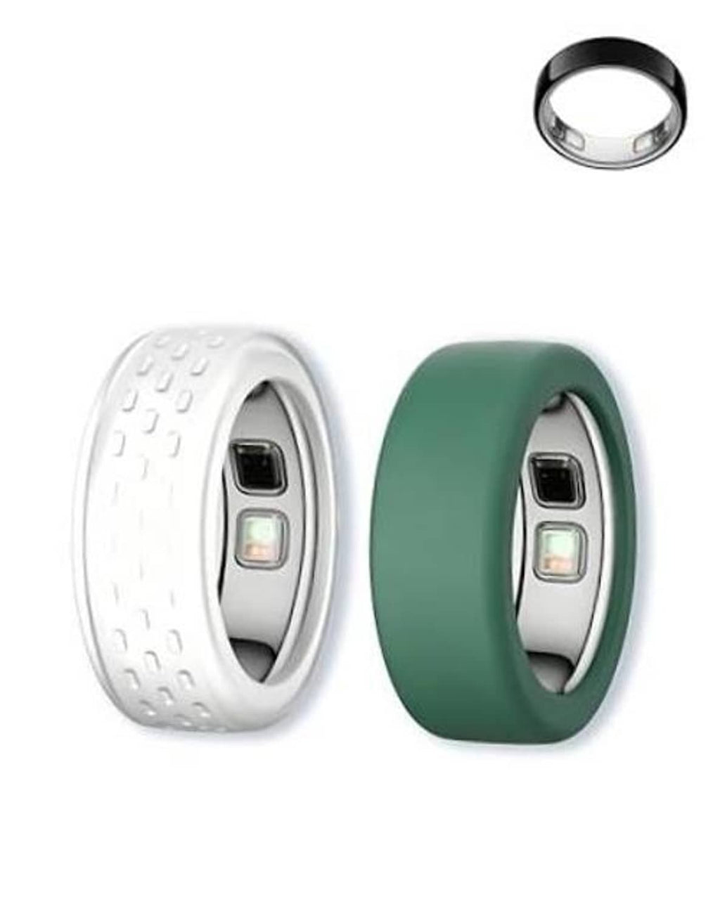 Dark green translucent silicone ring cover with sensor and light window openings