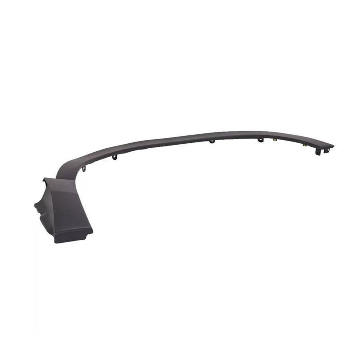 Long black fender trim bar with corner end cap and mounting holes