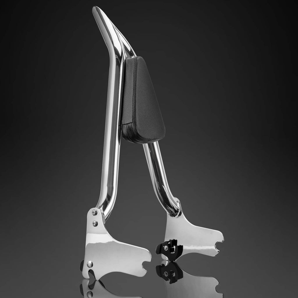 Chrome detachable sissy bar passenger backrest with black padded top