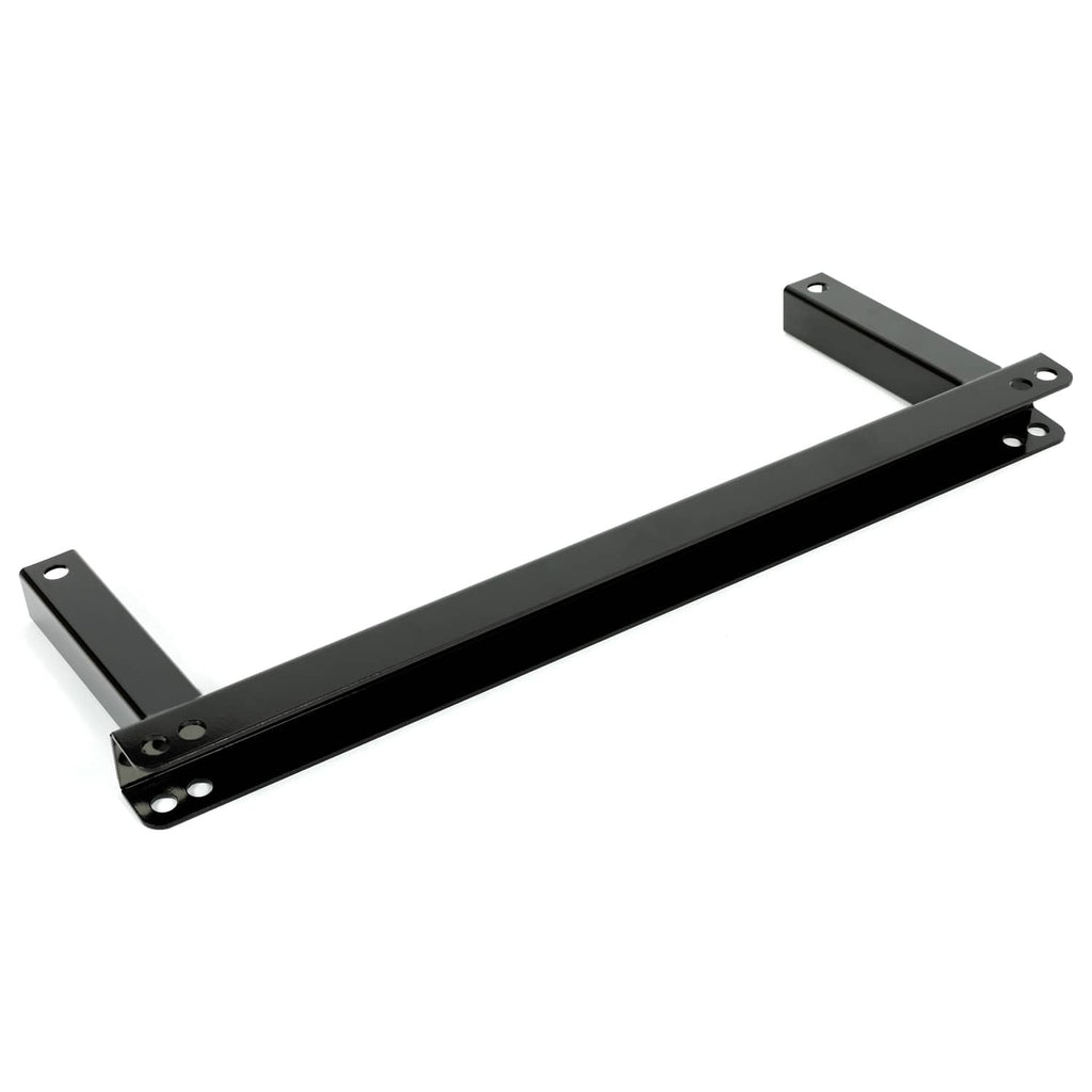 Powder-coated black steel mounting bar with bracket tabs