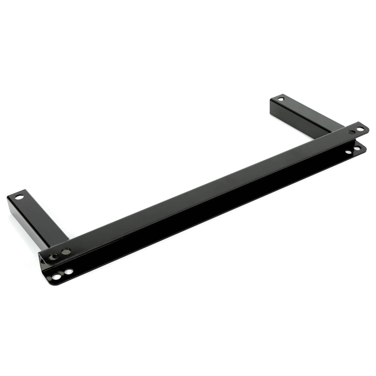 Powder-coated black steel mounting bar with bracket tabs
