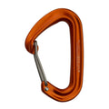 Orange aluminum carabiner with flared gate and oval frame