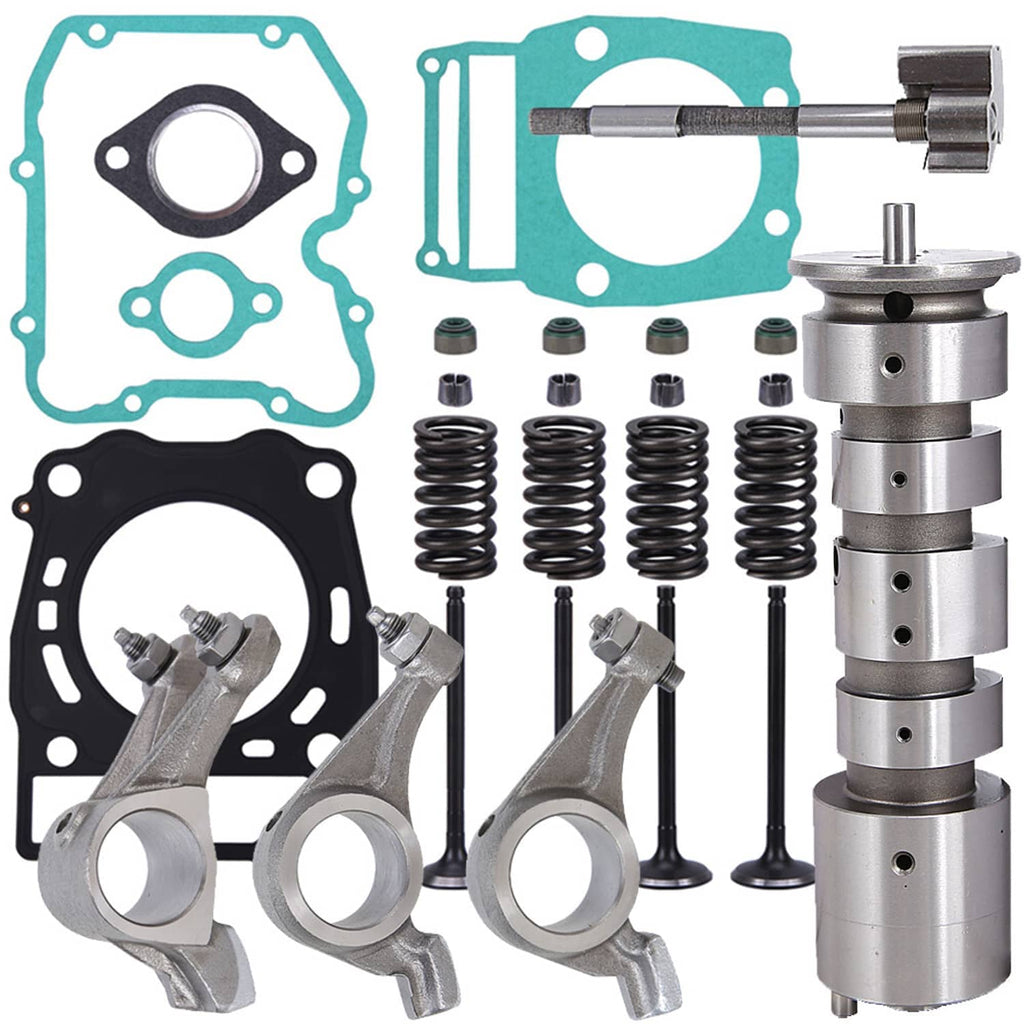 Engine rocker arms, camshaft, gasket set, and valve springs with metal hardware