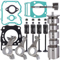 Engine rocker arms, camshaft, gasket set, and valve springs with metal hardware