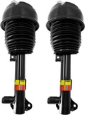 Front air suspension shock strut set with black air spring bellows and piston rod, pair
