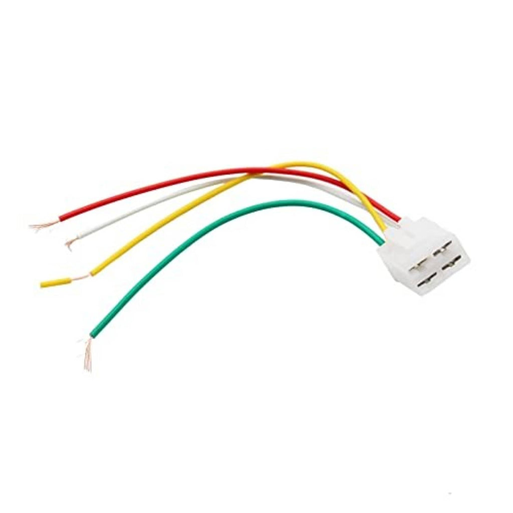Wire harness with white 4-pin connector and red, yellow, green lead wires