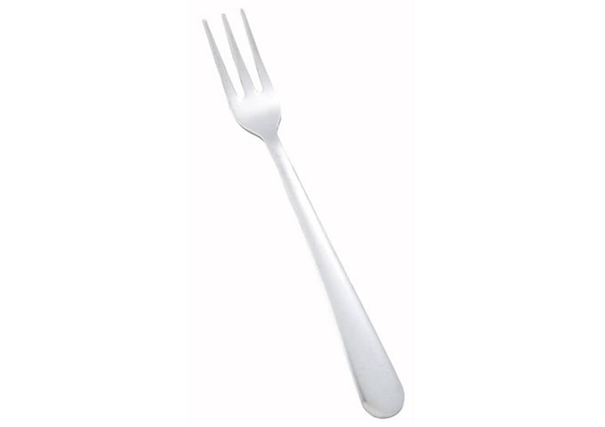 Stainless steel oyster fork with three tines, silver