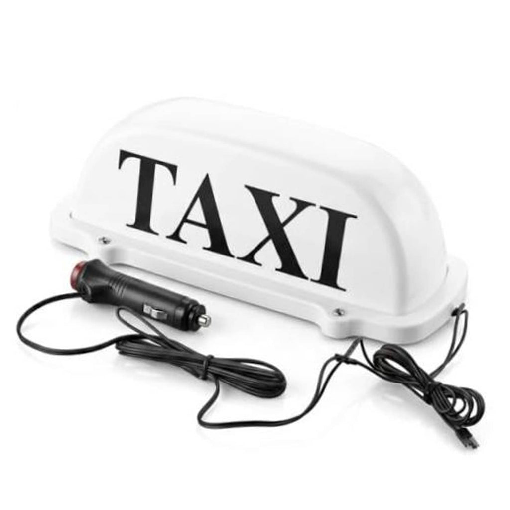 White taxi LED roof light with magnetic base and wired power cord