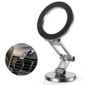 All-metal magnetic car phone mount stand with titanium-silver base and clamp arm