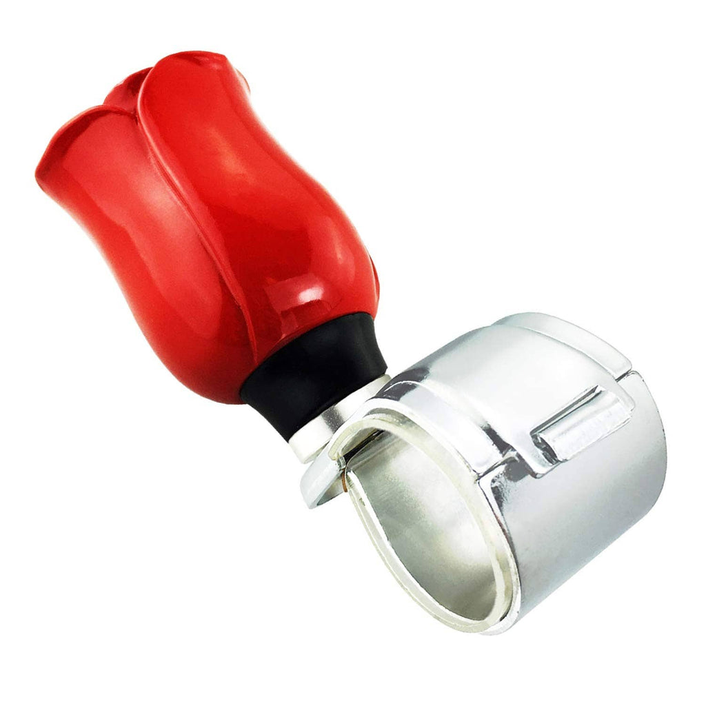 Red rose spinner knob with chrome housing and black mounting ring