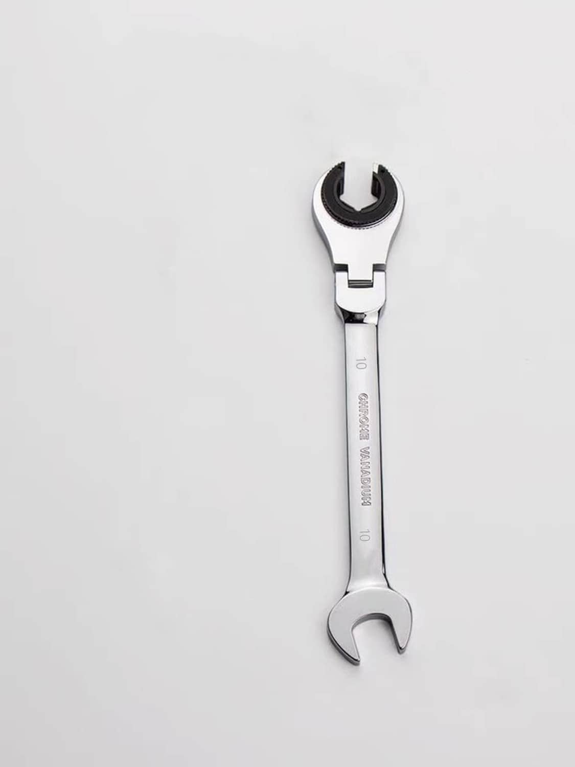 10mm metric flex-head ratcheting spanner wrench with adjustable jaw