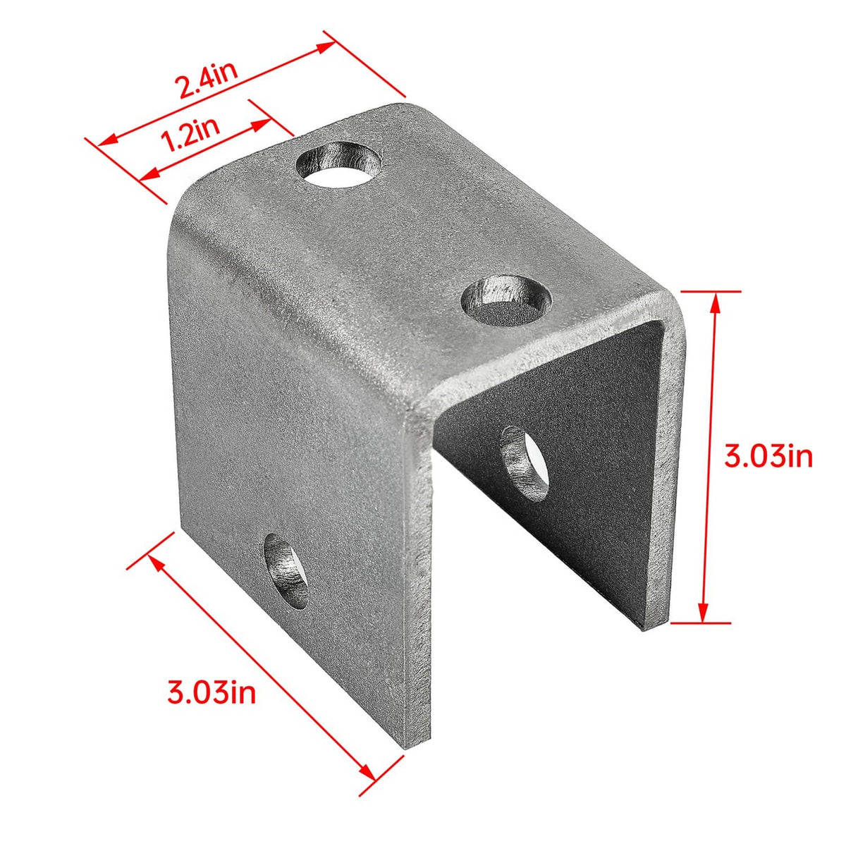 Steel U-bolt hanger plate bracket with bolt holes, gray metal