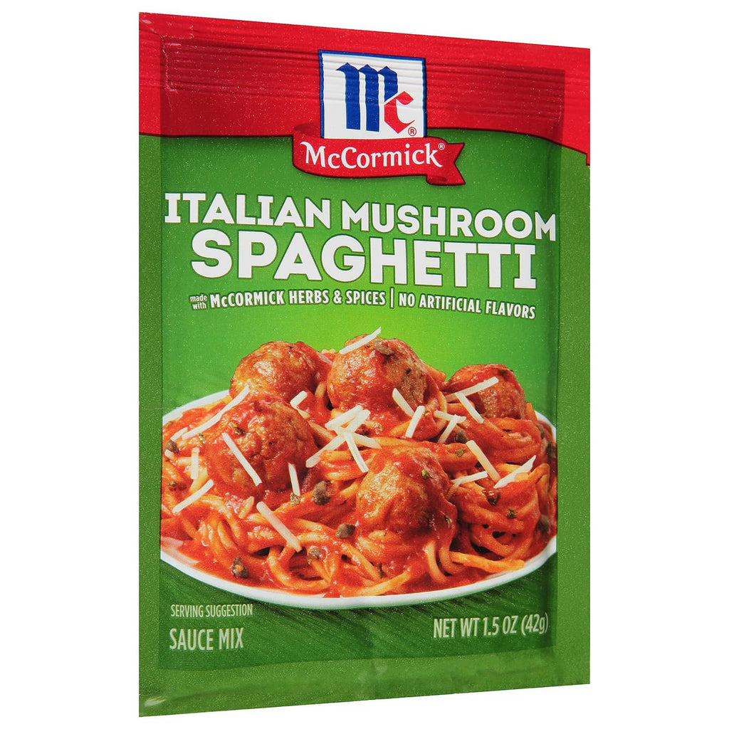 McCormick Italian Mushroom spaghetti sauce mix packet, net wt 1.5 oz