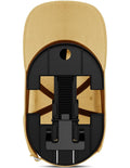Black adjustable hat stretcher with ribbed expansion mechanism and curved cap supports