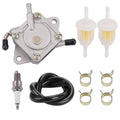 Fuel pump assembly with fuel filter bulbs, wiring harness, and mounting clips