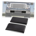 Front bumper guard pads, two matte black rectangular caps