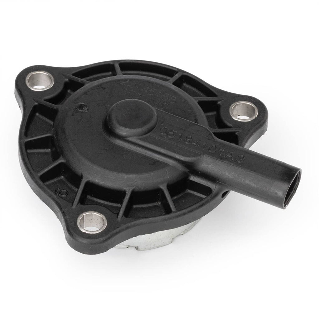 VVT solenoid valve, black plastic body with hose outlet and mounting tabs