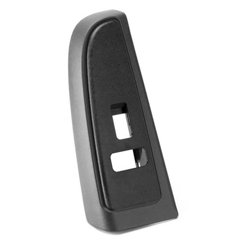 Window switch bezel cover, textured dark gray plastic with two switch cutouts