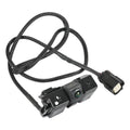 Backup parking camera assembly with black mounting bracket and wiring harness