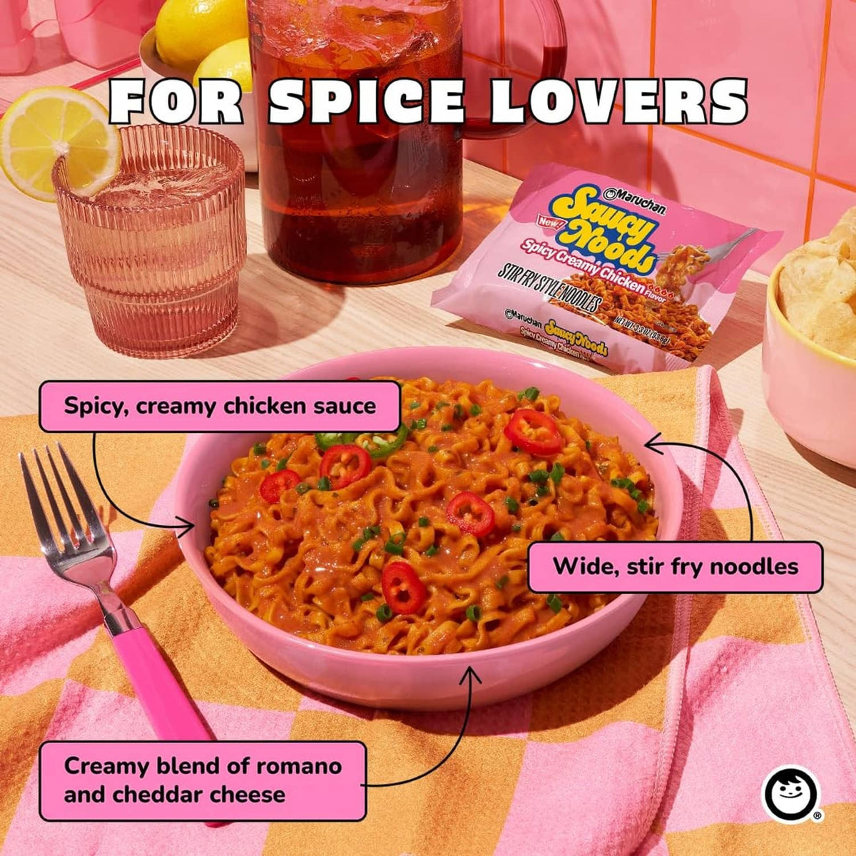 Maruchan Saucy Noodles spicy creamy chicken bowl with chili mayo and cheese sauce