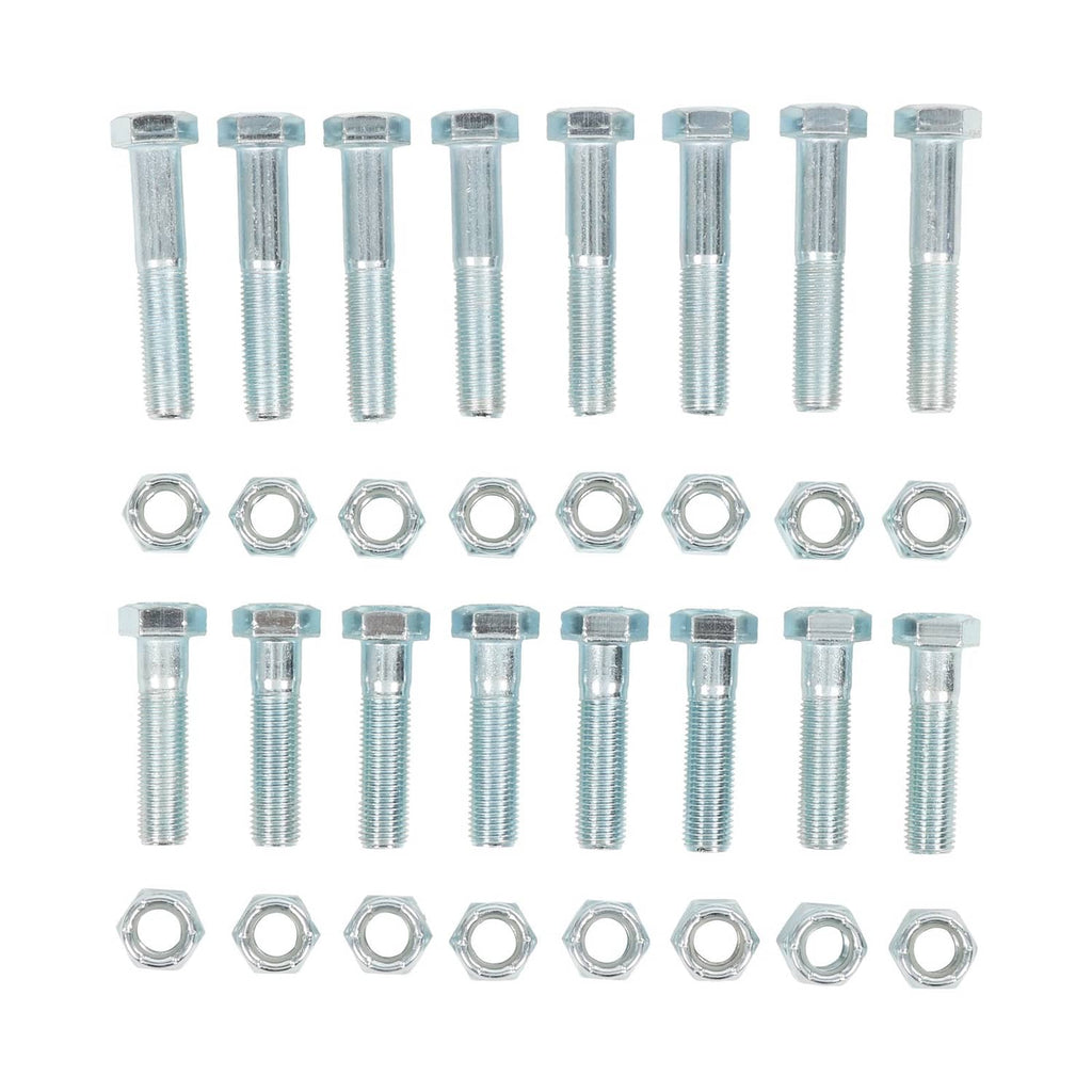 Brake kit hardware: multiple threaded bolts with hex nuts