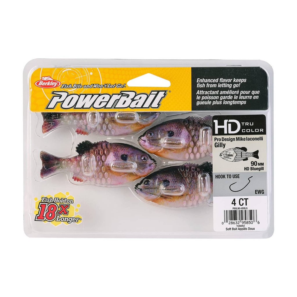 Blister pack of gilly fishing bait lure, 4 count, natural bluegill color
