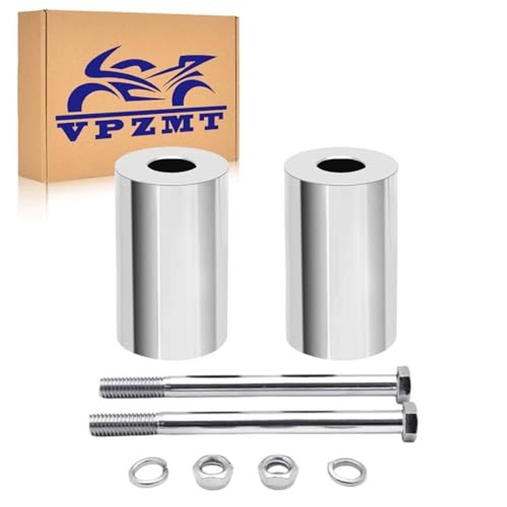 Chrome handlebar riser spacers, two cylinders, with mounting bolts and washers