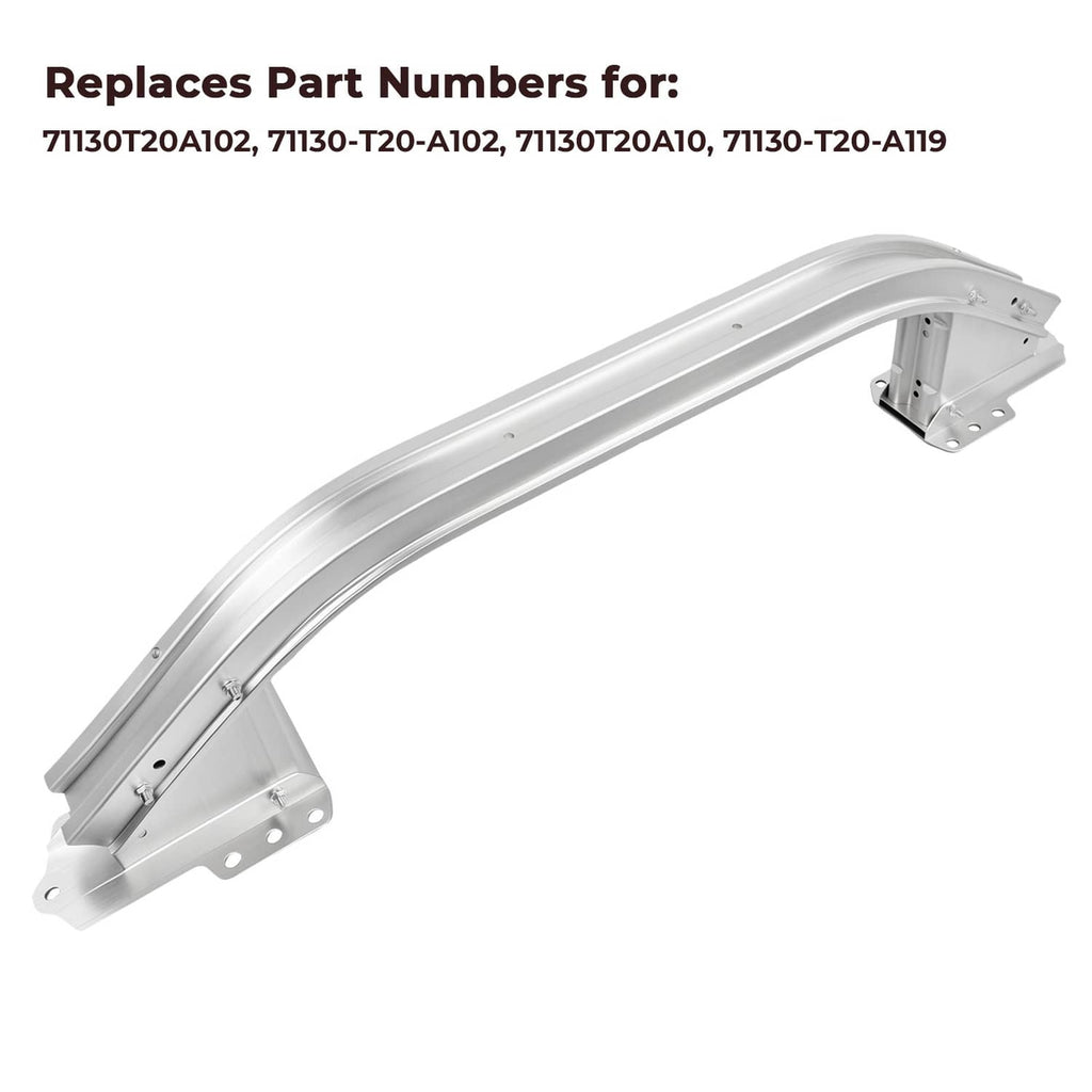 Front bumper reinforcement beam with curved center section and end support brackets