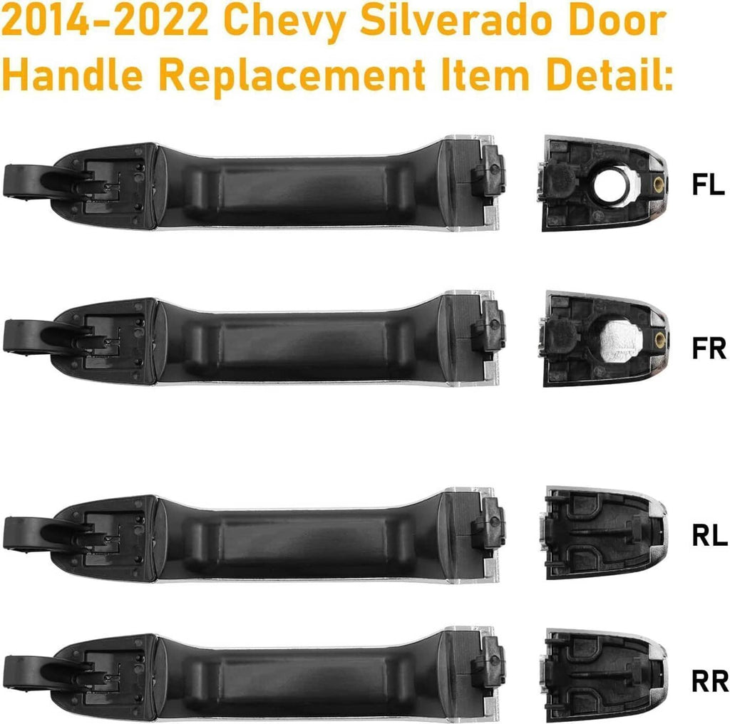 Black door handle replacement housings and inserts for front and rear positions
