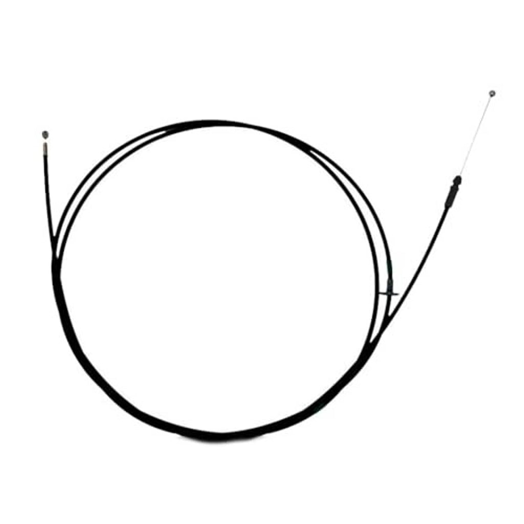 Black hood release cable with metal end fittings and long wire sheath