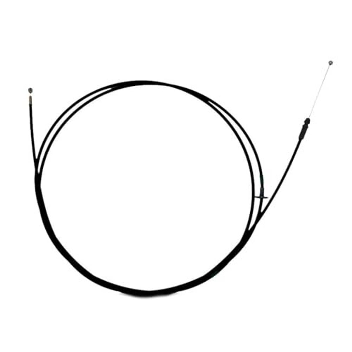Black hood release cable with metal end fittings and long wire sheath