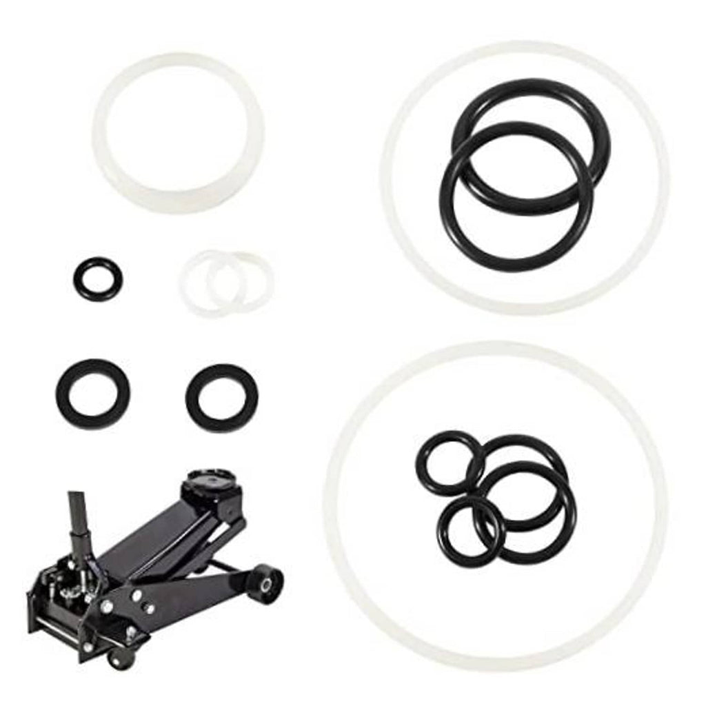 Floor jack seal repair kit with black O-rings and gasket seals, 14-piece set