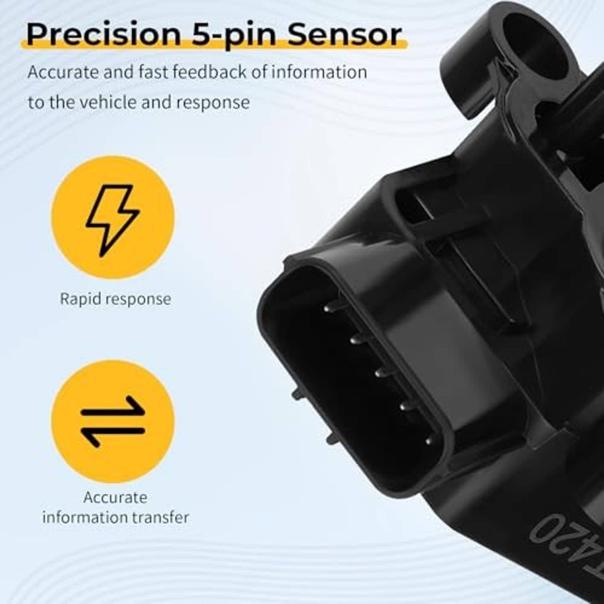 Throttle position sensor with 5-pin connector, black housing and red gasket outline