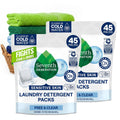 Seventh Generation laundry detergent powder packs, two white 45-count pouches