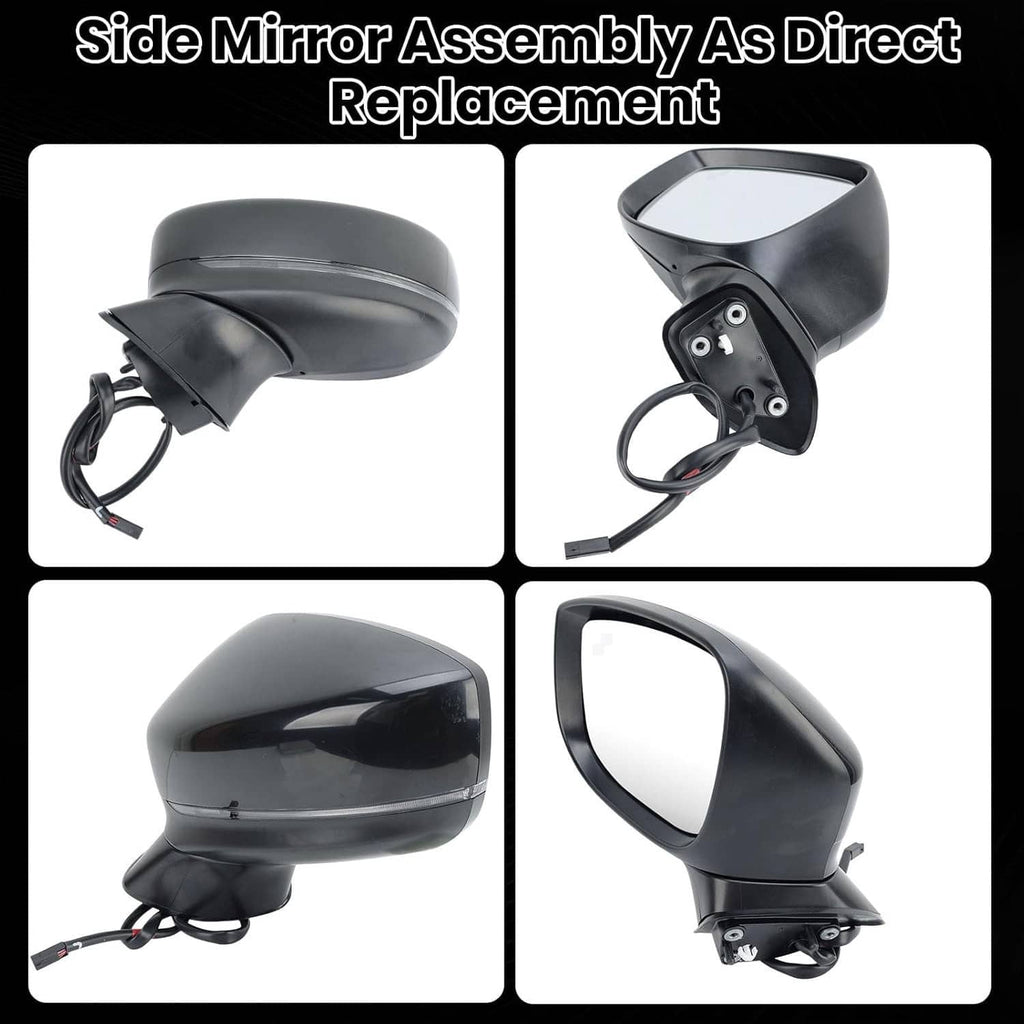Left side mirror assembly with mounting bracket and wiring—direct replacement