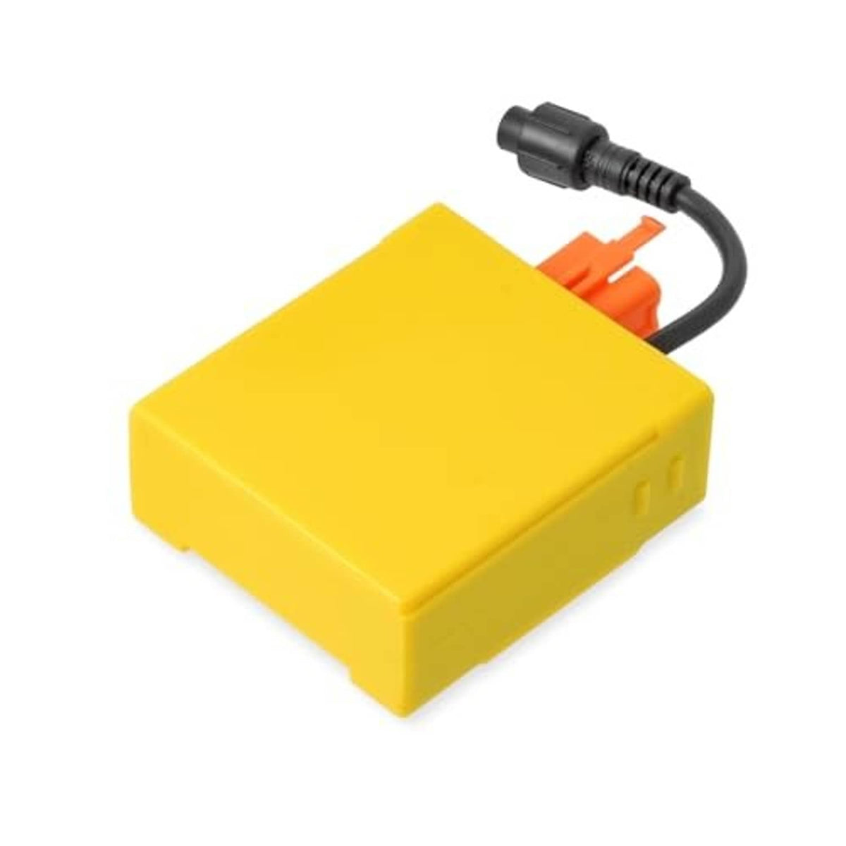Yellow CDI ignition module with orange terminal plug and black wire lead