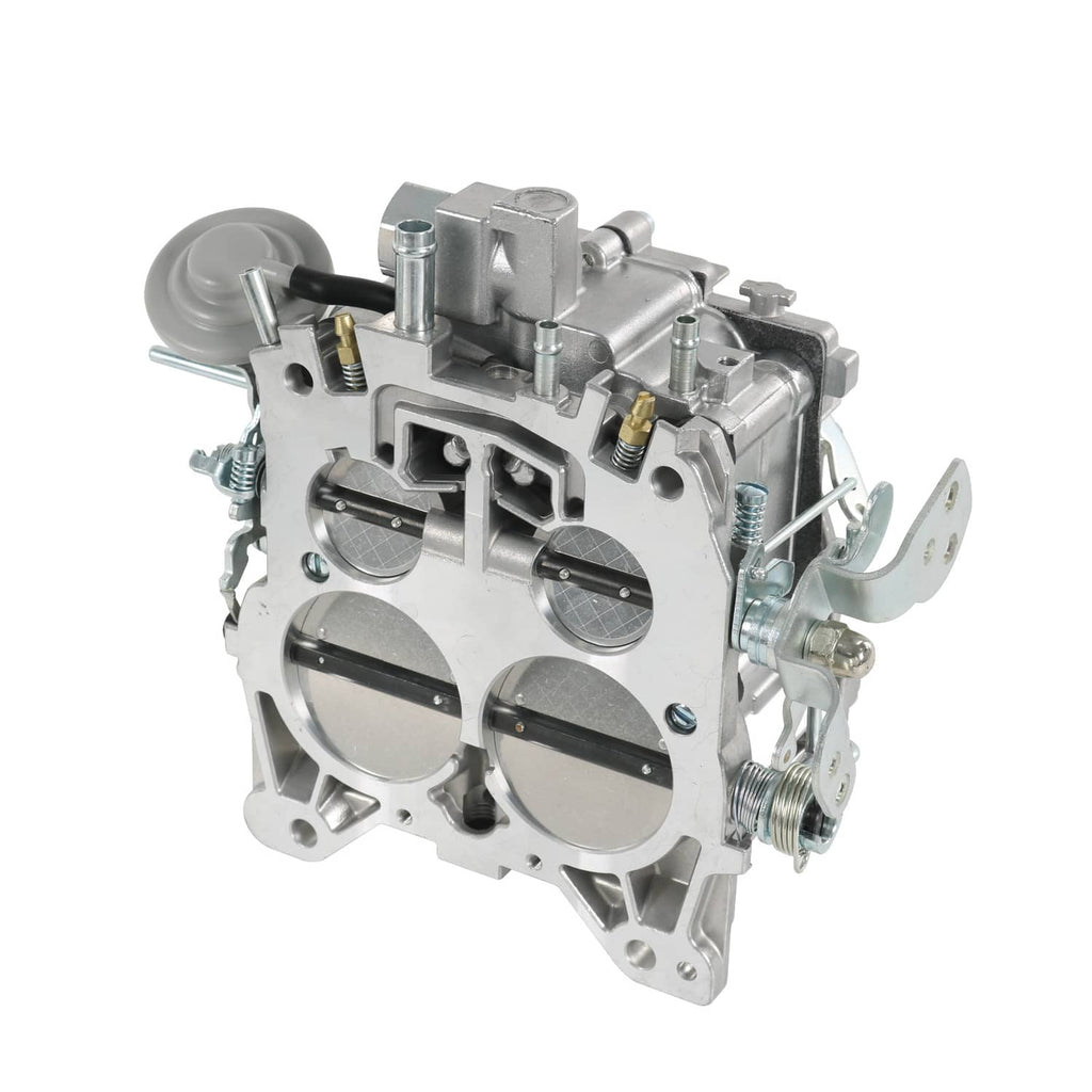 4-barrel carburetor with side-mounted linkage and round air intake opening