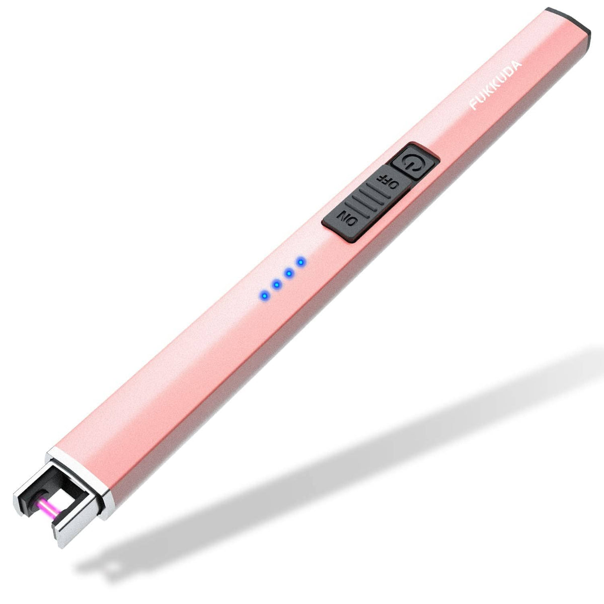 Rose gold electric candle lighter with LED battery indicator and retractable arc head