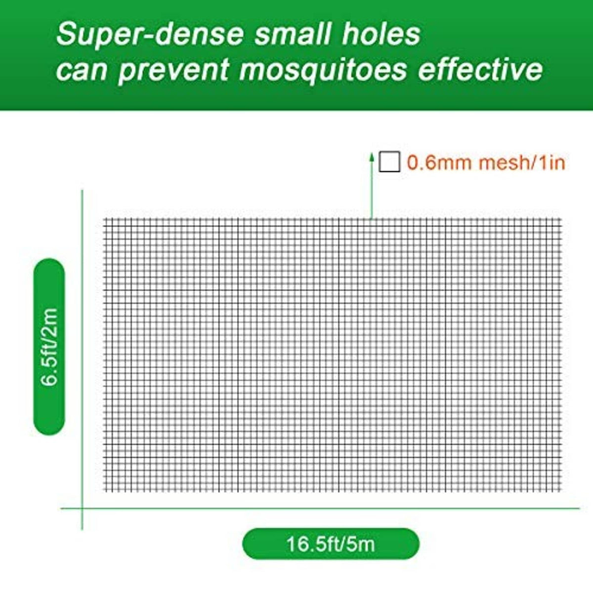 Rectangular insect mesh netting with fine square grid and small-hole pattern