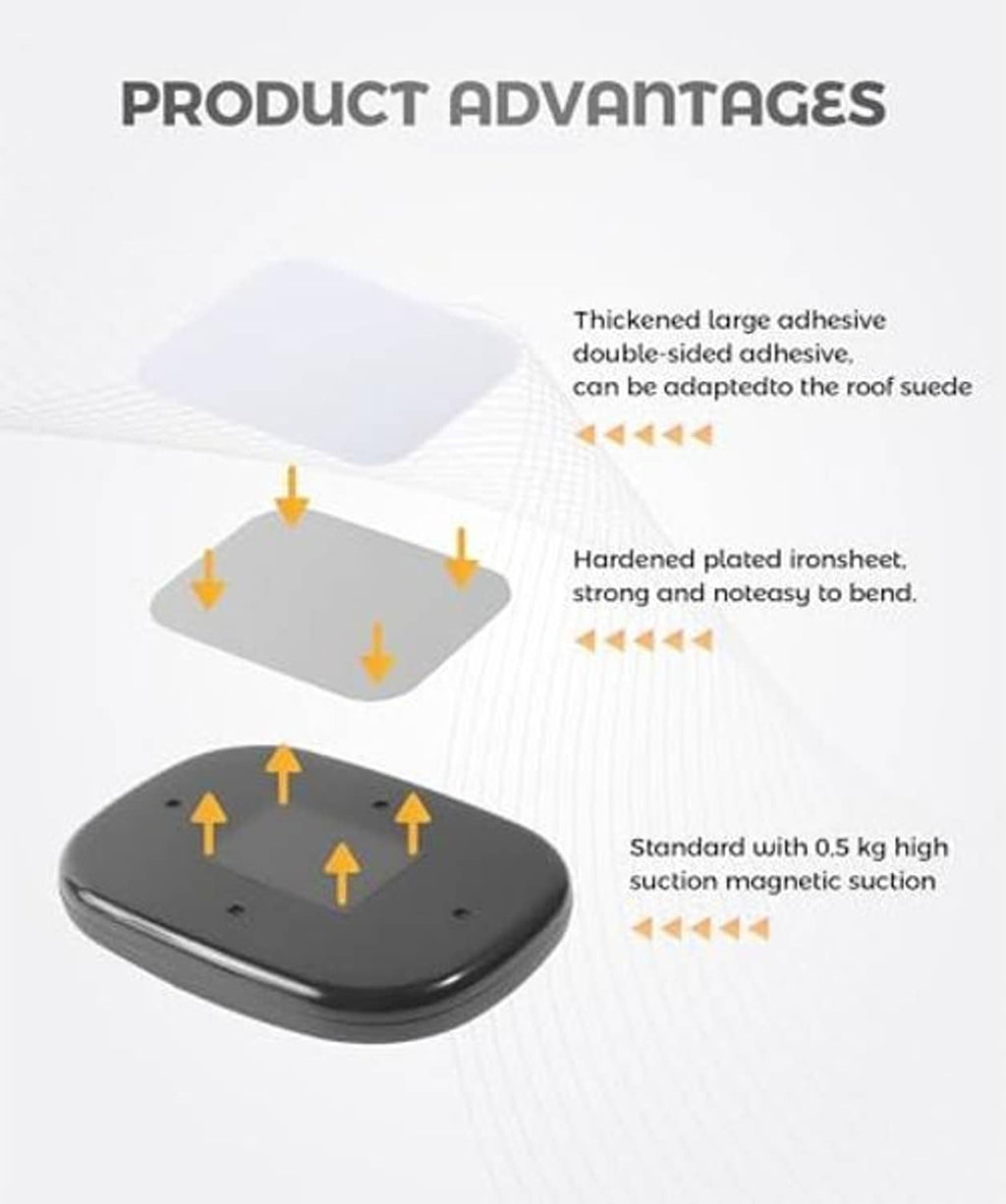Black magnetic roof light with thick double-sided adhesive base and reinforced housing