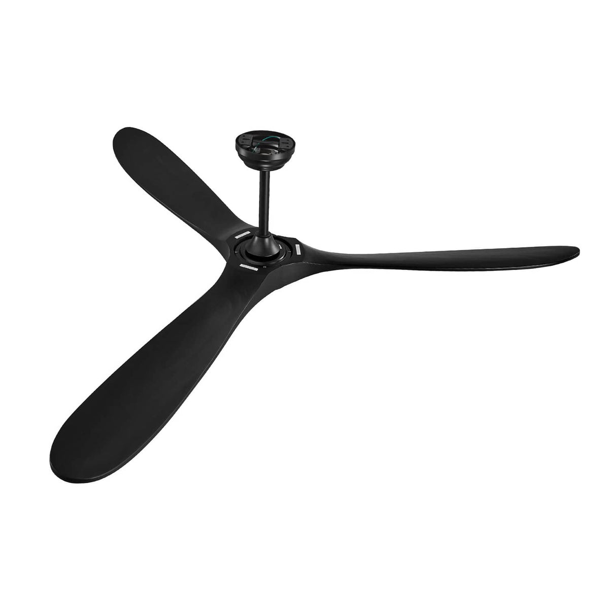 Ceiling fan with three black blades and black motor housing