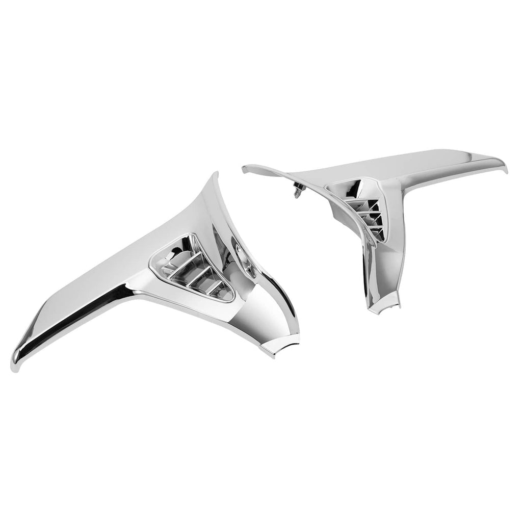 Modified triangle fairing covers, chrome/silver with rectangular vent grilles