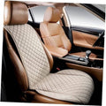Beige faux linen car seat cover, quilted front seat cushion with matching headrest