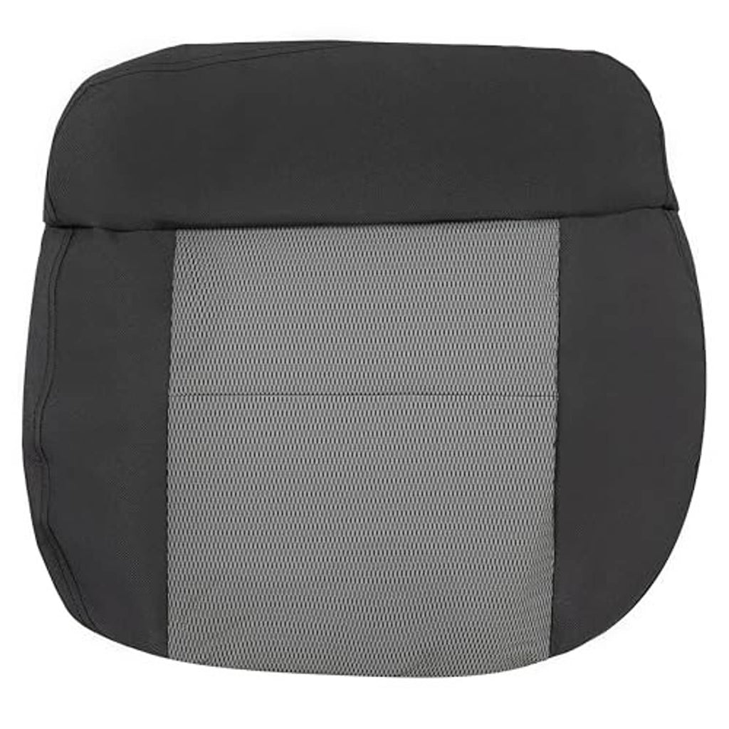 Dark gray driver-side seat cover with light gray mesh insert and curved sides