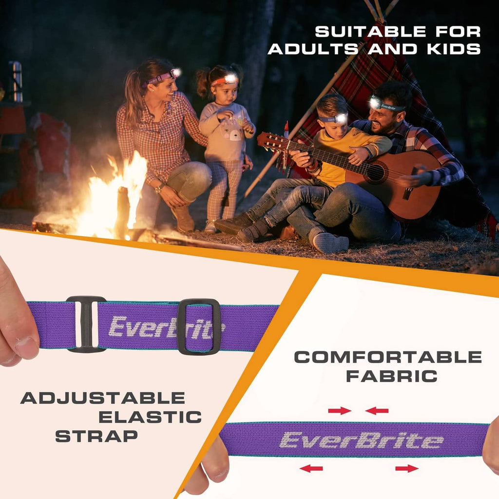 Adjustable elastic kids headlamp strap with clasp and front light unit